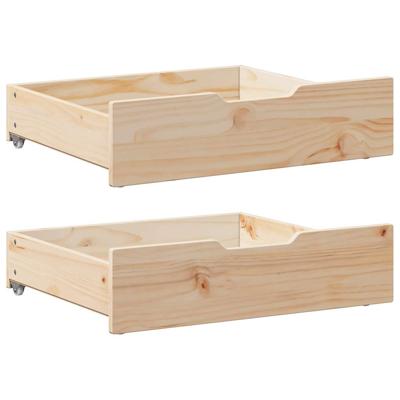 VidaXL Bedlades 2 st met wieltjes 65x55x17 cm massief grenenhout