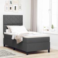 Boxspring bed met matras Donkergrijs 90 x 200 cm Stof