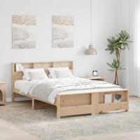 Bedframe met hoofdeinde Bruin 150 x 200 cm Massief grenenhout