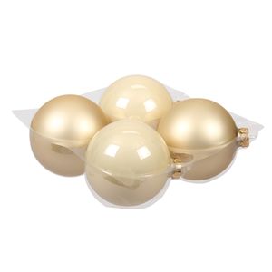 4x stuks glazen kerstballen champagne 10 cm mat/glans