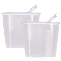 Voedselcontainer strooibus - 2x - wit - 1,5 liter - kunststof - 19,5 x 9,5 x 17 cm