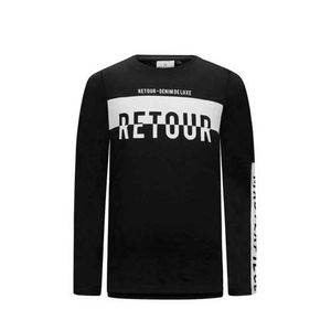 Retour Denim longsleeve Abram met tekst zwart/wit