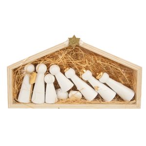 Houten kerststal/kerststalletje inclusief houten poppetjes 24 cm   -