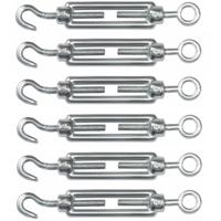 AMIG Spanschroeven/draadspanner met haak/oog - 6x - 11cm - verzinkt staal - 200kg - M8 schroefdraad