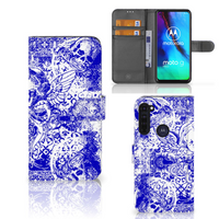 Telefoonhoesje met Naam Motorola Moto G Pro Angel Skull Blauw