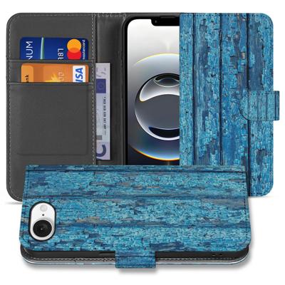 iPhone 16e | Book Style Case | Wood Blue