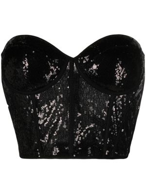Alexander McQueen haut corset à sequins - Noir