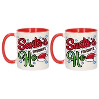 2x stuks kerst cadeau bekers / mokken Santa his favorite Ho 300 ml - Bekers