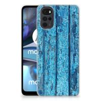 Motorola Moto G22 | Bumper Hoesje | Wood Blue Motorola Moto G22 | Bumper Hoesje | Wood Blue