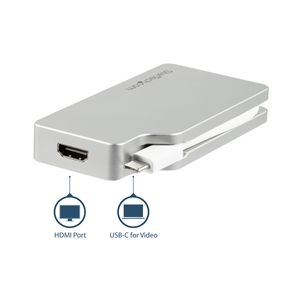 StarTech.com Aluminium A/V reisadapter: 4-in-1 USB-C naar VGA, DVI, HDMI of mDP 4K