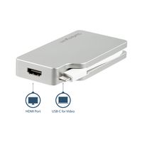 StarTech.com Aluminium A/V reisadapter: 4-in-1 USB-C naar VGA, DVI, HDMI of mDP 4K - thumbnail
