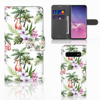 Samsung Galaxy S10 Telefoonhoesje met Pasjes Flamingo Palms - thumbnail