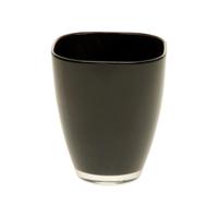 Bellatio Design zwarte vierkante vaas van glas 17cm - thumbnail