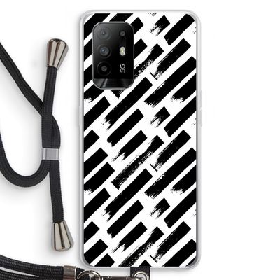 Zwarte vegen: Oppo A94 5G Transparant Hoesje met koord
