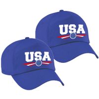 2x stuks Amerika / USA landen pet / baseball cap blauw volwassenen - thumbnail