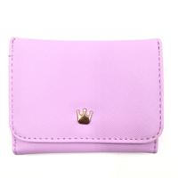 Korte mini vrouwen portefeuilles kroon ingericht fold PU lederen Coin Purse kaarthouder (paars)