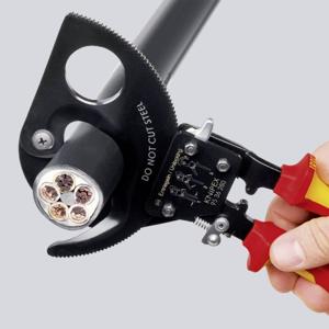 Knipex Knipex-Werk 95 36 250 Ratel-kabelsnijder Geschikt voor (striptechniek) Aluminium- en koperkabel, een- en meerdraads 32 mm 240 mm²