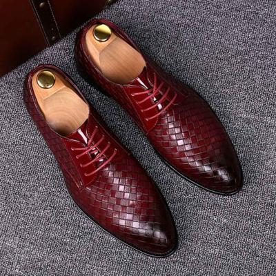 Mannen Business jurk schoenen krokodil lederen schoenen puntige strips Brock casual schoenen grootte: 44 (rood)