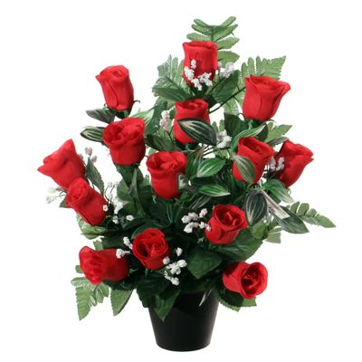 Kunstbloemen plantje rozen/gipskruid in pot - rood - H35 cm - Bloemstuk - Bladgroen Kunstbloemen plantje rozen/gipskruid in pot - rood - H35 cm - Bloemstuk - Bladgroen