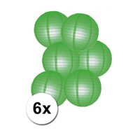 6 groene lampionnen van papier 25 cm   - - thumbnail