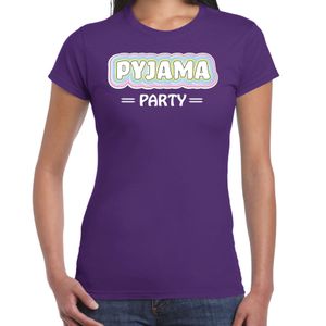 Bellatio Decorations Verkleed T-shirt voor dames - pyjama party - paars - carnaval - foute party 2XL  -