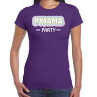 Bellatio Decorations Verkleed T-shirt voor dames - pyjama party - paars - carnaval - foute party 2XL  - - thumbnail
