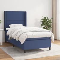 Boxspring met matras stof blauw 90x200 cm
