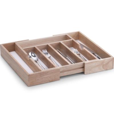 Zeller Uitschuifbare bestekbak - inzetbak - rubberhout - 50 x 38 x 6 cm - Ladeverdeler - vakjes