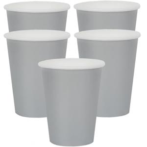 Santex feest/verjaardag bekertjes - 20x stuks - karton - zilver - 270 ml