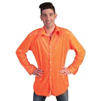 Neon oranje velours overhemd voor heren 56-58 (2XL/3XL)  -