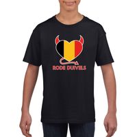 Zwart Belgie rode duivels hart shirt kinderen - thumbnail