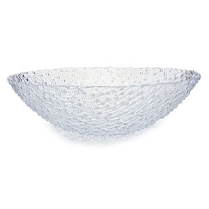 Grote fruitschaal van bewerkt glas rond 31 cm