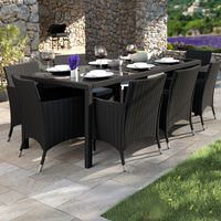 tectake - wicker zitgroep 8 stoelen en tafel - inclusief beschermhoes- natuur - 404329 - thumbnail