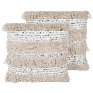 Beliani - VILLUR - Sierkussen set van 2 - Beige - 45 x 45 cm - Katoen