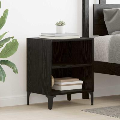 Nachtkastje 2 pcs Zwart eiken 40 x 30 x 50 cm Bewerkt hout