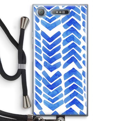 Blauwe pijlen: Sony Xperia XZ1 Transparant Hoesje met koord