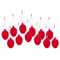 Paaseieren hangdecoratie - rood - set van 12x stuks - 4 x 6 cm - kunststof - Paasversiering
