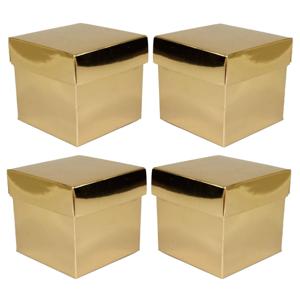 Luxe cadeaudoosje met deksel - 6x - goud metallic - 10 x 10 x 10 cm - vierkant