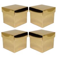 Luxe cadeaudoosje met deksel - 6x - goud metallic - 10 x 10 x 10 cm - vierkant