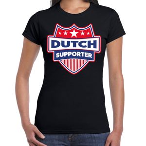 Nederland  / Dutch schild supporter t-shirt zwart voor dames 2XL  -