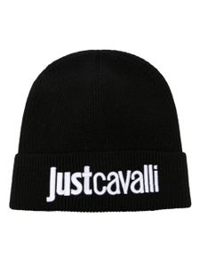 Just Cavalli bonnet nervuré à logo brodé - Noir