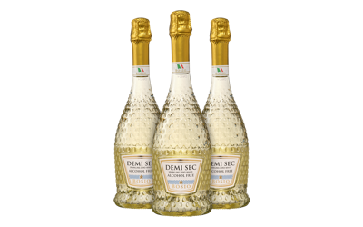3 flessen Bosio Sec Sparkling Zero White Alcoholvrij