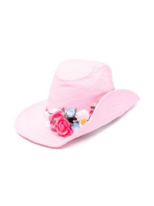 Monnalisa chapeau à appliqués fleurs - Rose