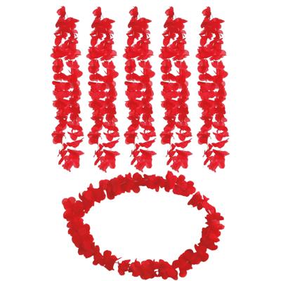 Hawaii bloemen krans/slinger - 6x - rood - kind/volwassenen - verkleed tropische bloemen slingers