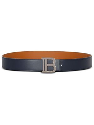 Balmain ceinture en cuir à boucle logo - Bleu