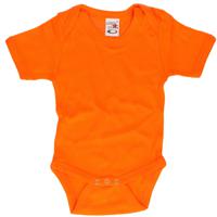 Oranje rompertje korte mouwtjes - baby kleding - kraamcadeau - katoen