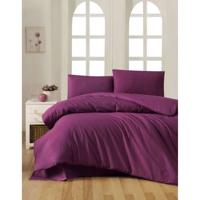Beddengoedset - 1 dekbedovertrek 220 x 240 cm + 2 kussenslopen 60 x 60 cm - 100% versterkt katoen - Paars