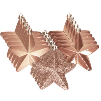 Decoris kersthanger sterren - 18x st - lichtbruin - 7 cm - kunststof - kerstornamenten