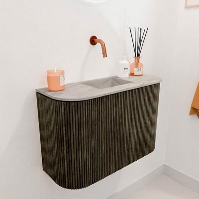Toiletmeubel Mondiaz Joya Dlux | 63.2 cm | Meubelkleur Shadow | Faye wastafel Glace Wasbak Midden | Zonder kraangat(en)