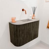 Toiletmeubel Mondiaz Joya Dlux | 63.2 cm | Meubelkleur Shadow | Faye wastafel Glace Wasbak Midden | Zonder kraangat(en)